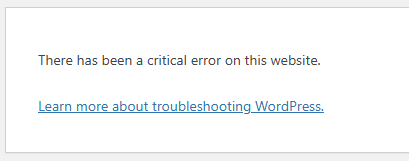 diagnosing wordpress critical error