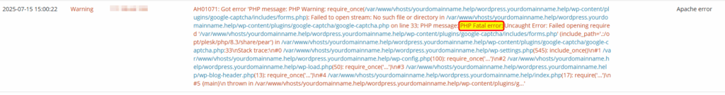 diagnosing wordpress critical error