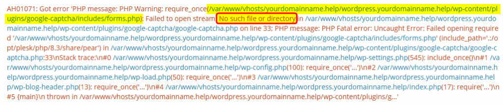 diagnosing wordpress critical error