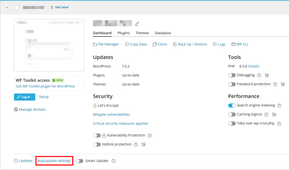 configuring auto updates in plesk's wp toolkit